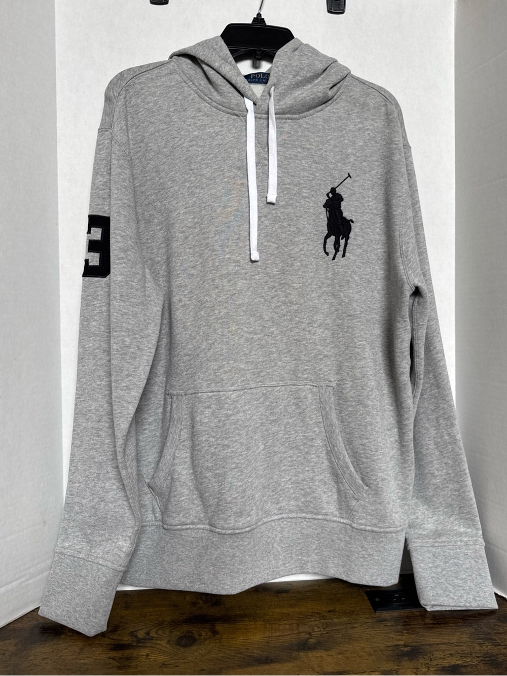 Polo Ralph Lauren Men's Grey Hoodie Size L Big Pony Logo Pullover New No Tags